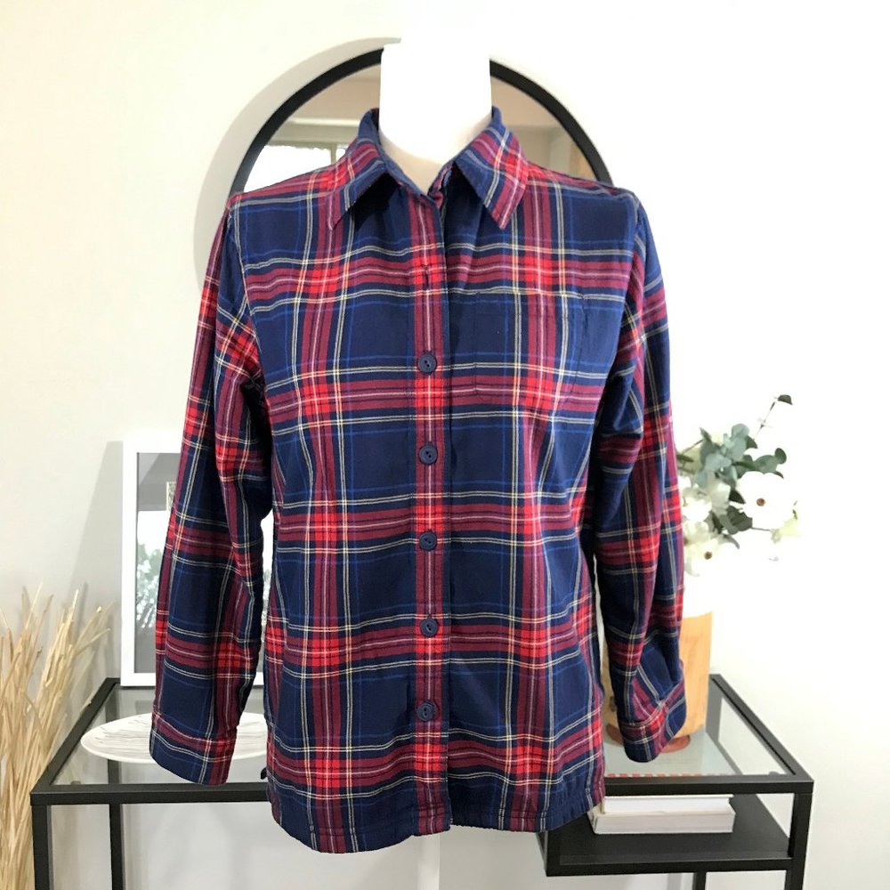 Petite LL Bean Fleece Flannel Plaid